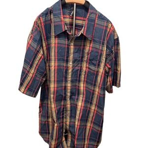 TRUE‎ ROCK Men's 4XL Plaid Short Sleeve Button Up Shirt Preppy